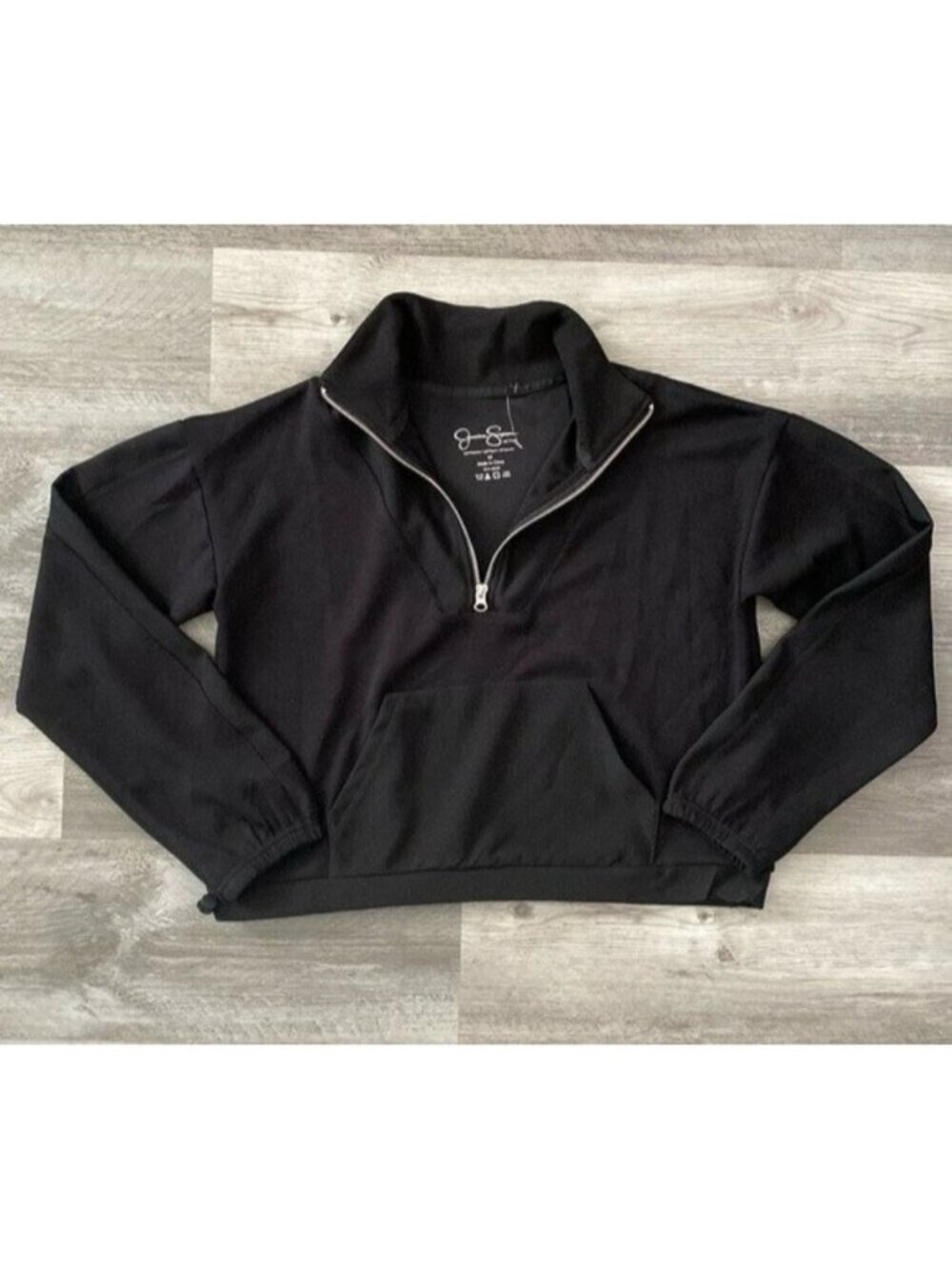 NWOT Jessica Simpson Pullover Half Zip Sweatshirt Black Active Casual Sz Medium